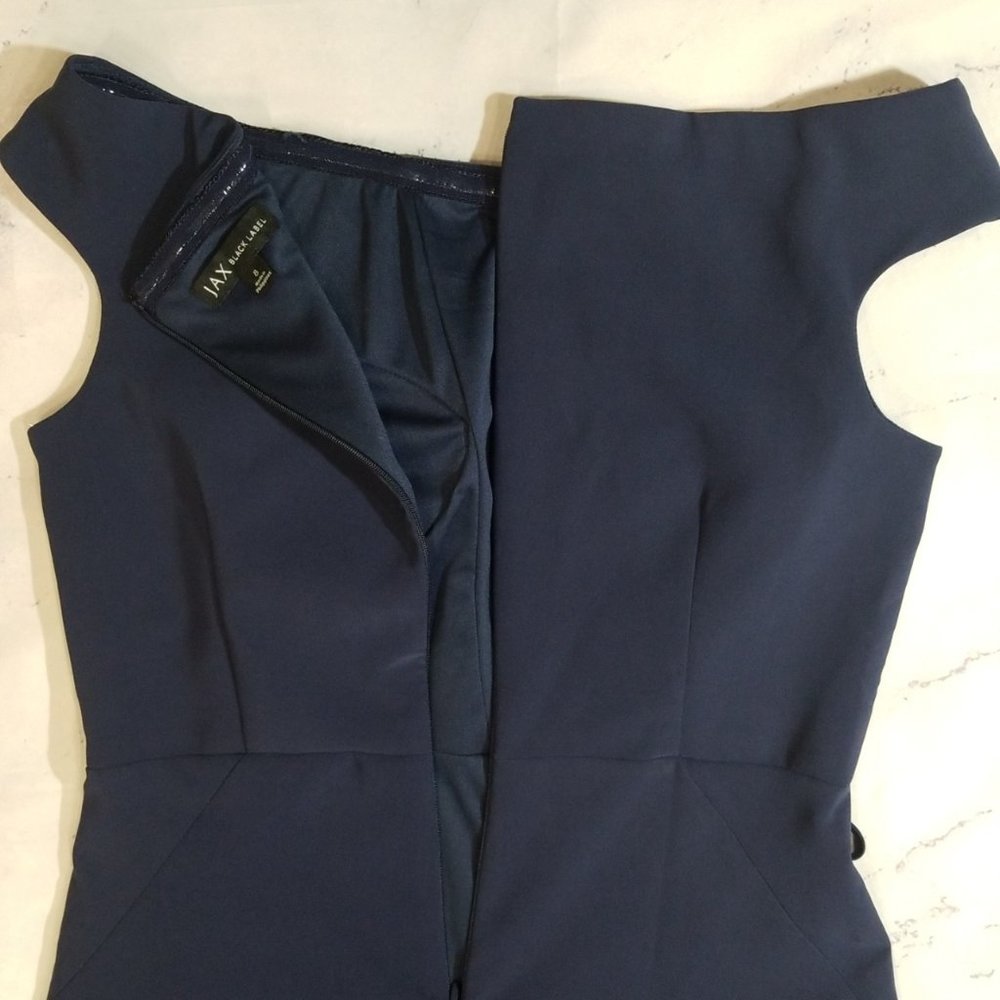 Navy Neiman Marcus Lace-Up Dress - Picture 4 of 5